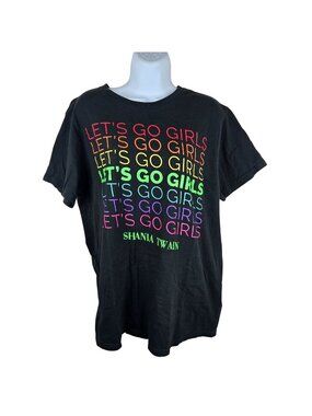 Shania Twain Lets Go Girls Rainbow Graphic T-Shirt Black Large 100% Cotton